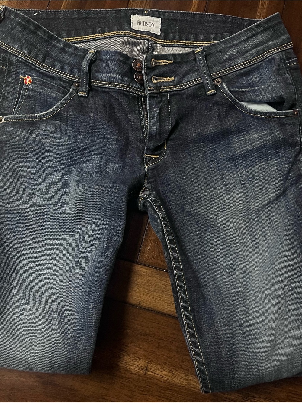 Hudson Jeans Women's Dark Indigo Mid-Rise Slim Straight Jeans